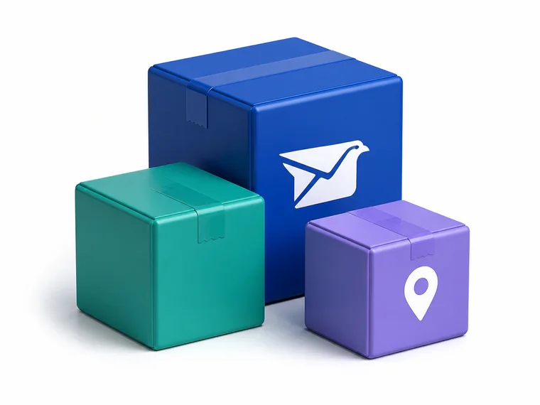 Three parcel boxes representing a balanced carrier mix