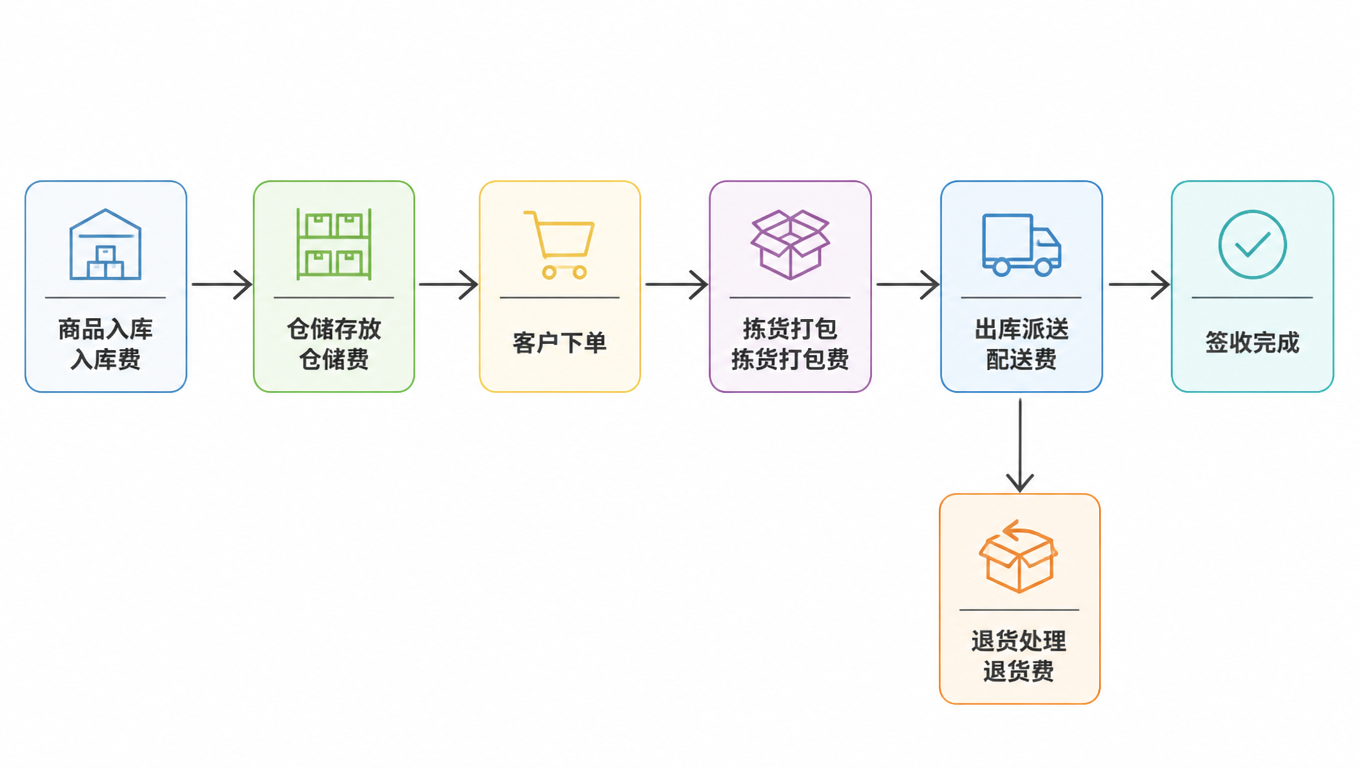 Fulfillment journey: receiving, storage, pick and pack, delivery, and returns